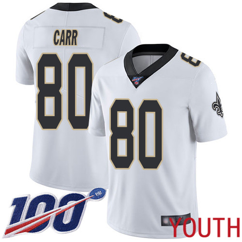 New Orleans Saints Limited White Youth Austin Carr Road Jersey NFL Football 80 100th Season Vapor Untouchable Jersey